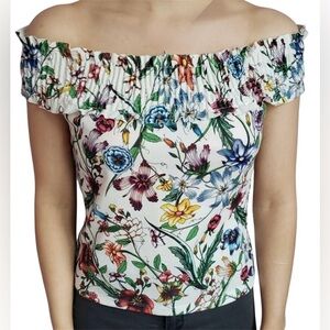 Zara Multicolor Floral Off-Shoulder Blouse M
